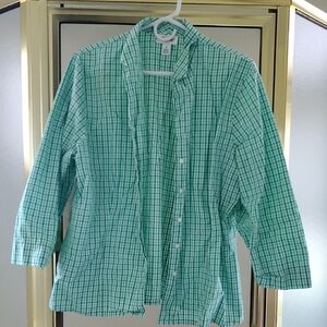 Green Checkered Button-Up Shirt
